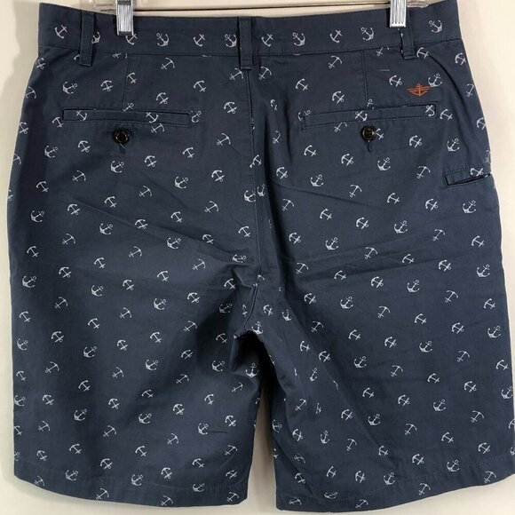 Dockers Shorts Blue With Anchors Flat Front Size 34 - Picture 2 of 6